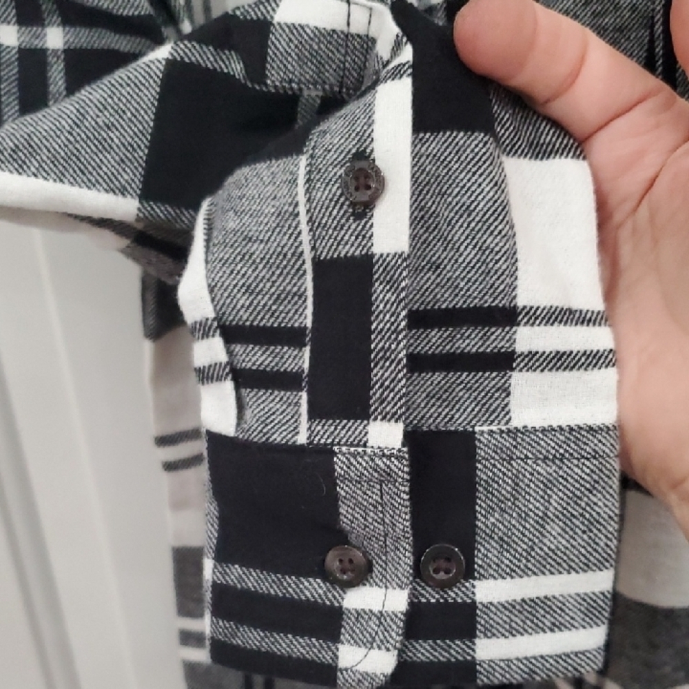 Lands' End Flannel Nwt Black and White Checkered Men's Shirt - Picture 8 of 11